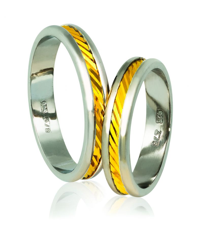 Φωτογραφία από White gold & gold wedding rings 4.3mm (code A74)