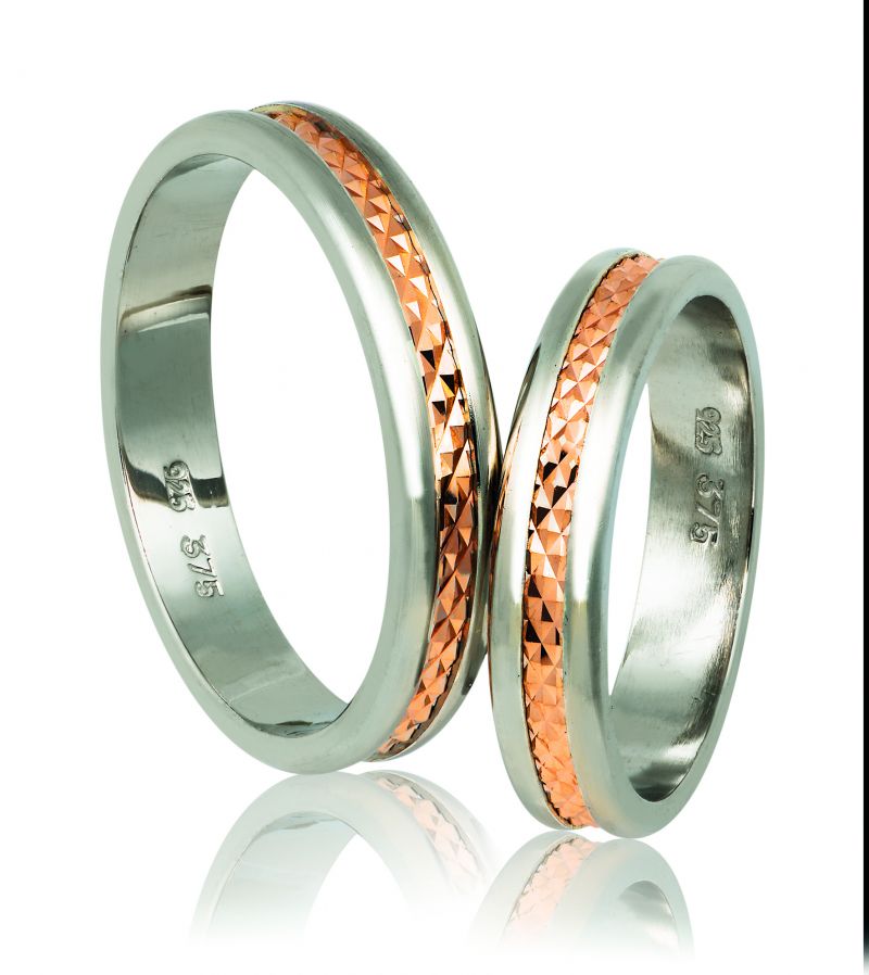 Φωτογραφία από White gold & rose gold wedding rings 4.3mm (code A81r)