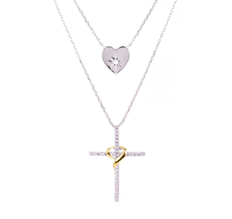 Φωτογραφία από Ασημένιο κολιέ με σταυρό και καρδιά  925º   (code ΒΕΝ296/C)
