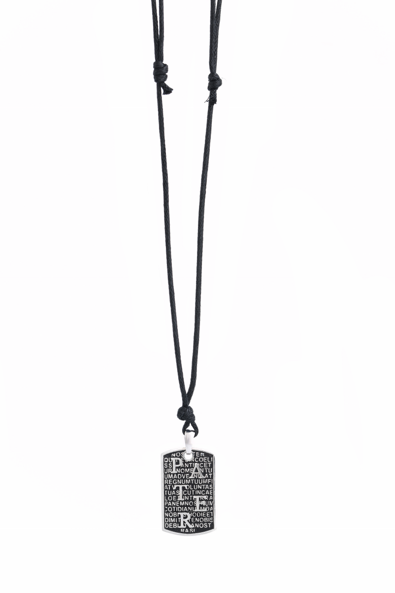 Φωτογραφία από PATER necklace in 925° platinum-plated silver with beige cord (AGI263 C-Α)