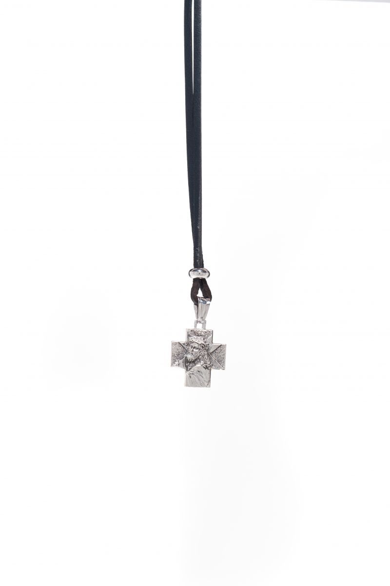 Φωτογραφία από Cross necklace in rhodium-plated 925° silver with blue cord (AGI325-C BL)