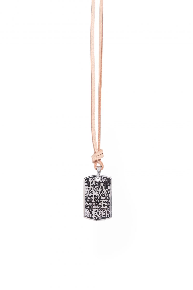 Φωτογραφία από PATER necklace in 925° platinum-plated silver with a beige cord (AGI328-C BE)