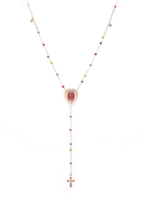 Φωτογραφία από Madonnas rosary with colorful Stones in 925° rose gold-plated (AGI332/C)