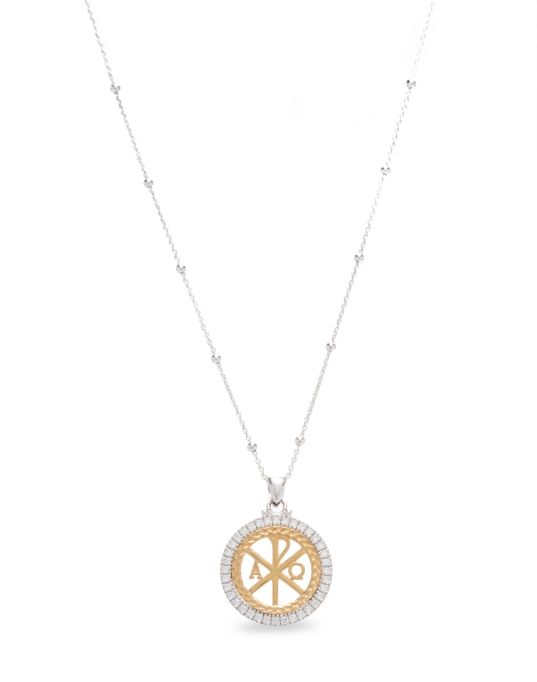 Φωτογραφία από Platinum plated silver Necklace ICONA with gold elements.(AGI341/C-O)