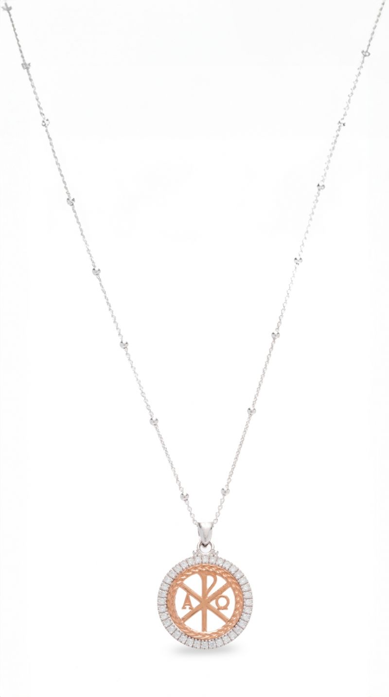 Φωτογραφία από Platinum plated silver Necklace ICONA with rose-gold elements.(AGI341/C-R)