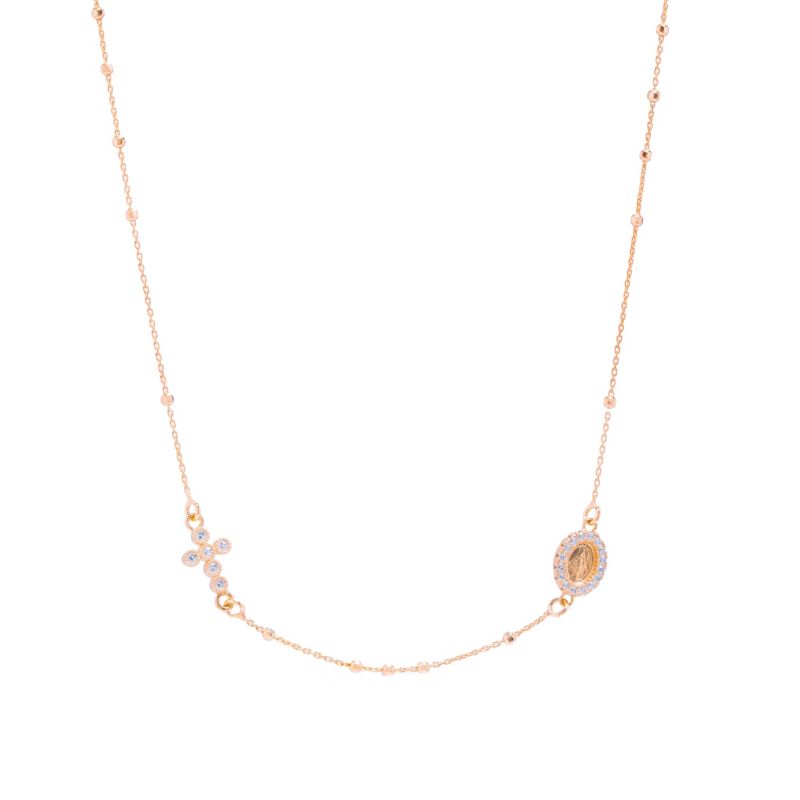 Φωτογραφία από Ροζάριο ICONA απο ροζ επιχρυσωμένο ασήμι 925° (BEN163/DGR)