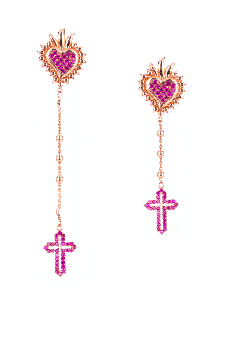 Φωτογραφία από Rose gold plated silver 925º cross earrings (AGI300/O)