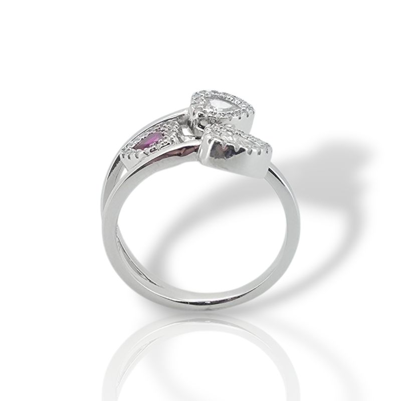 Φωτογραφία από Ασημένιο δαχτυλίδι με τρεις καρδιές 925° (code FCM002808)