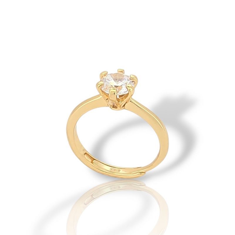 Φωτογραφία από Gold plated silver single stone ring 925° (code FC006017)