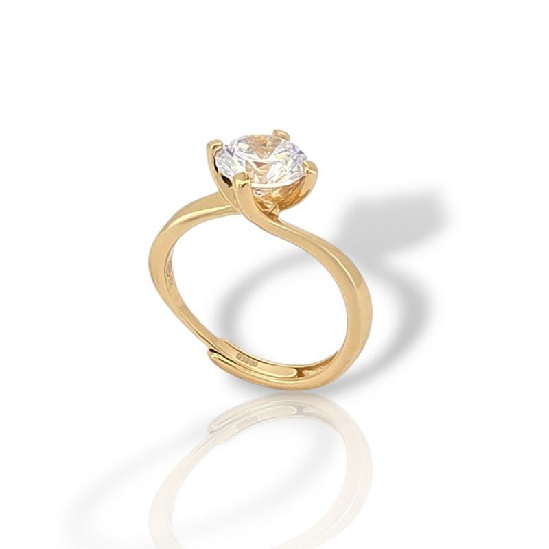 Φωτογραφία από Gold plated silver single stone ring 925° (code FC006019)