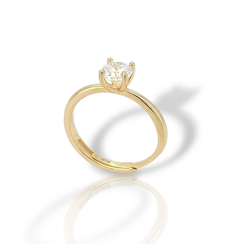 Φωτογραφία από Gold plated silver single stone ring 925° (code FC007370)