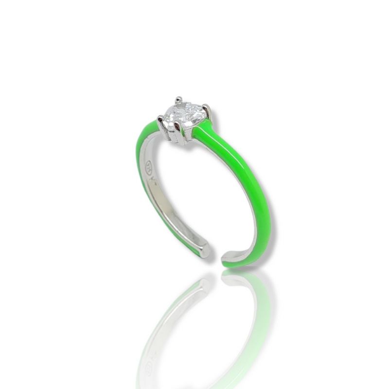 Φωτογραφία από Anello in argento 925° rodiato e smalto verde  (code FC002668)