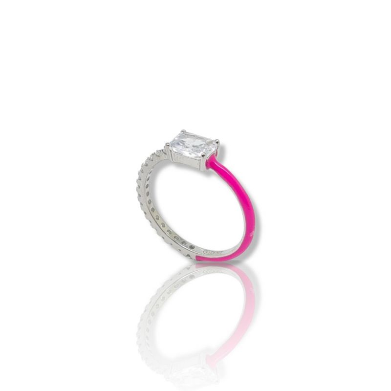 Φωτογραφία από Anello in argento 925° rodiato e smalto rosa (code FC002631)