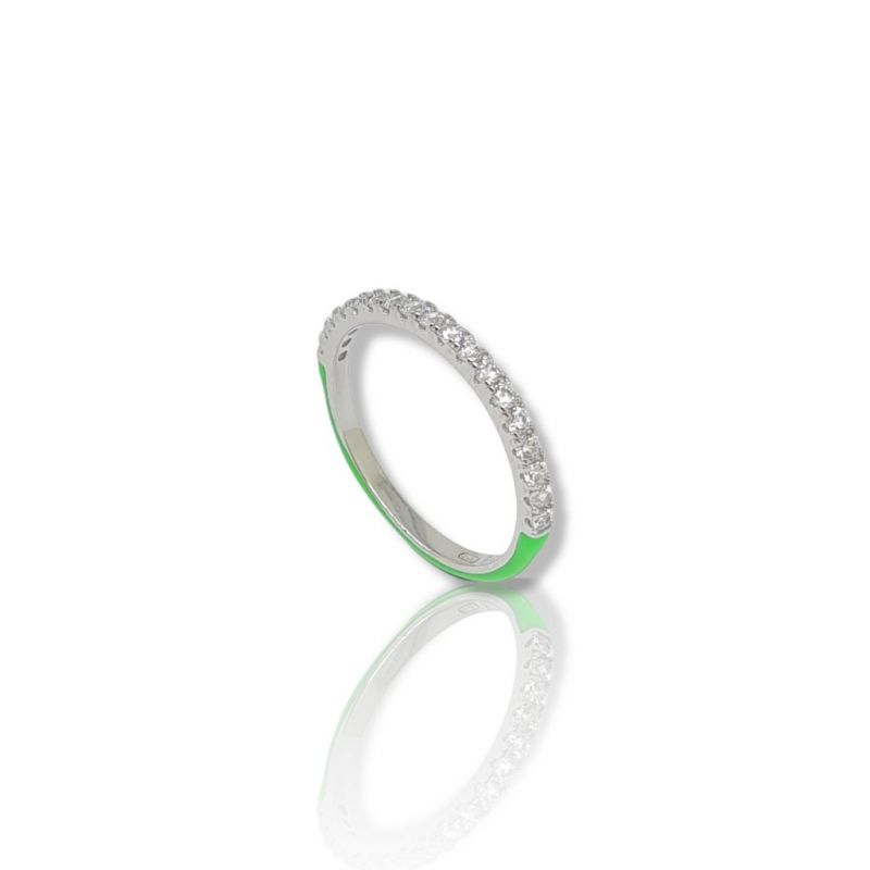 Φωτογραφία από Anello in argento 925° rodiato e smalto verde  (code FC002641)