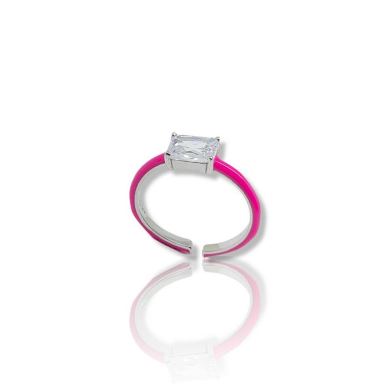 Φωτογραφία από Anello in argento 925° rodiato e smalto rosa (code FC002663)