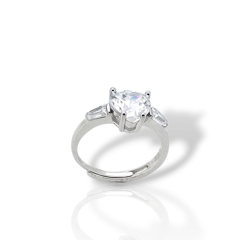 Φωτογραφία από Ασημένιο Δαχτυλίδι με Λευκά Ζιργκόν σε Σχήμα Καρδιάς (FCM002826)