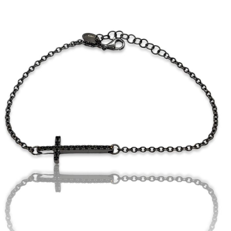 Φωτογραφία από Black platinum plated silver 925º cross bracelet(code FC008704)