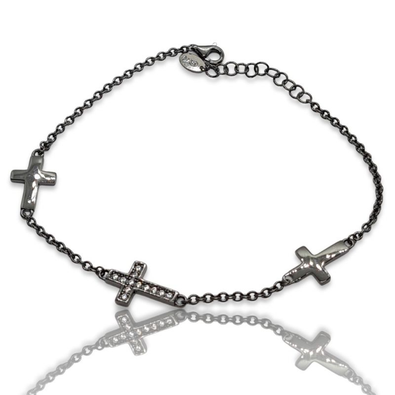 Φωτογραφία από Black platinum plated silver 925º cross bracelet (code FC008705)