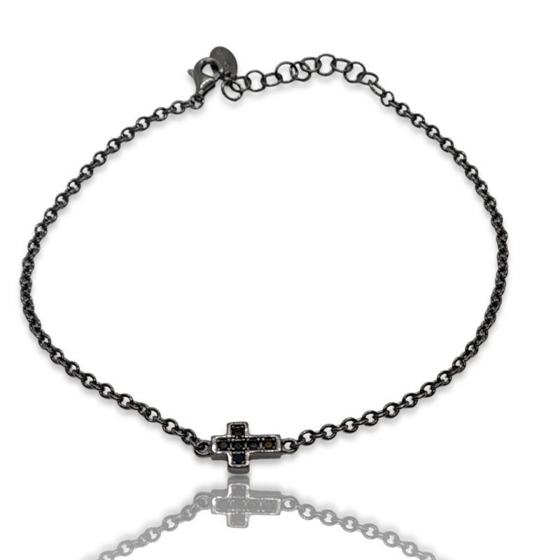 Φωτογραφία από Black platinum plated silver 925º cross bracelet (code FC008706)