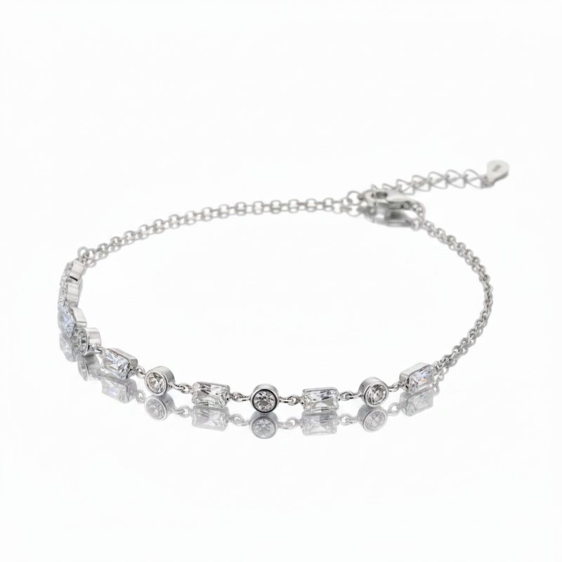 Φωτογραφία από Platinum plated silver 925º bracelet with synthetic stones (code FC013058)