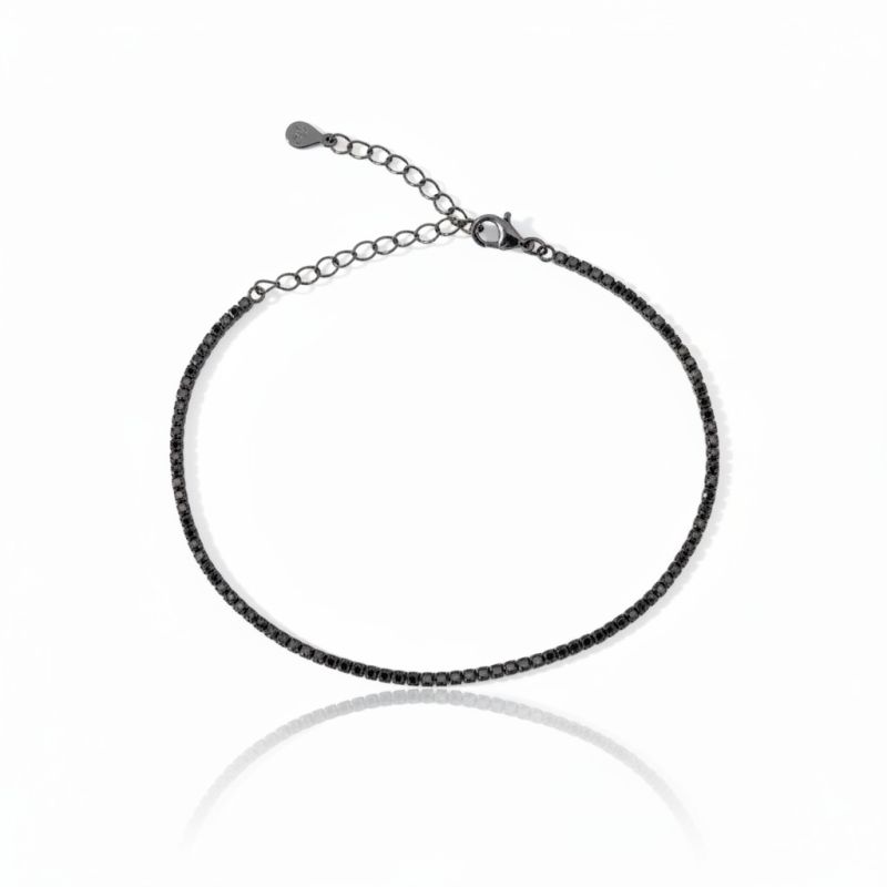 Φωτογραφία από Black platinum plated silver 925º riviera bracelet 1.8mm (code GEM14478)