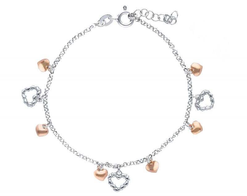 Φωτογραφία από Platinum plated silver 925° bracelet with rose gold plated details (code S233528)