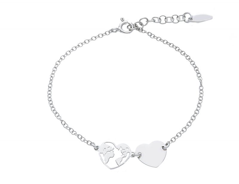 Φωτογραφία από  Platinum plated silver 925° bracelet with hearts (code S234203)