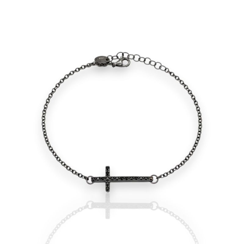 Φωτογραφία από Black platinum plated silver 925º cross bracelet(code FC008704)