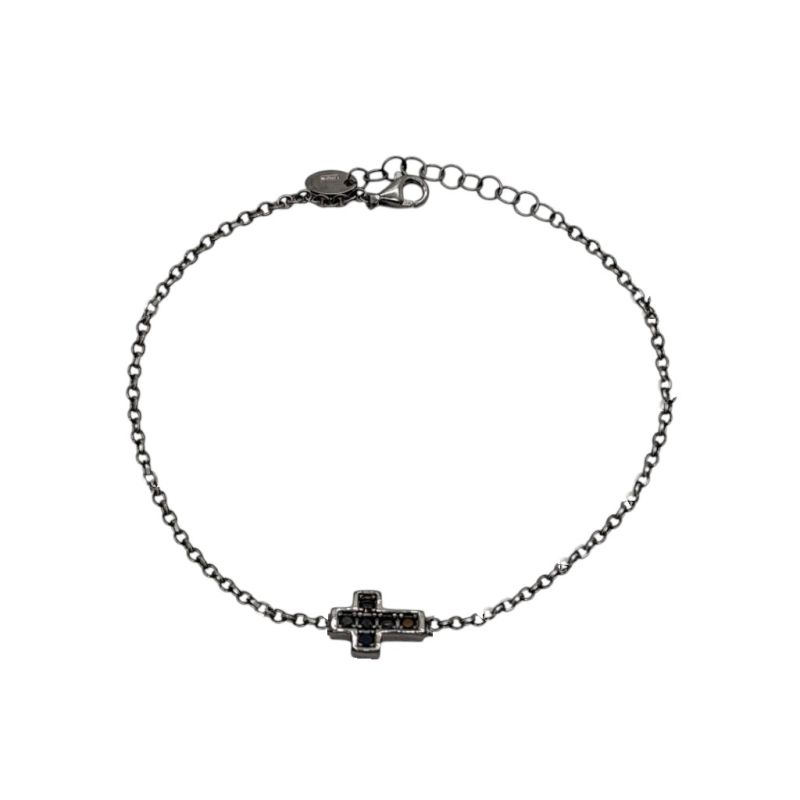 Φωτογραφία από Black platinum plated silver 925º cross bracelet (code FC008706)