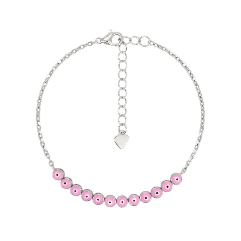 Φωτογραφία από Platinum plated silver 925º pink evil eye bracelet (code FC011392)