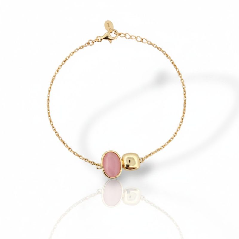 Φωτογραφία από Gold plated silver Bracelet with Synthetic Cat’s Eye Stone (code FC012334)