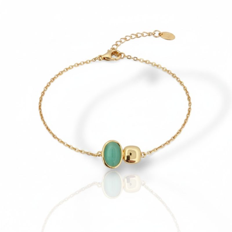 Φωτογραφία από Gold plated silver Bracelet with Synthetic Cat’s Eye Stone (code FC012336)