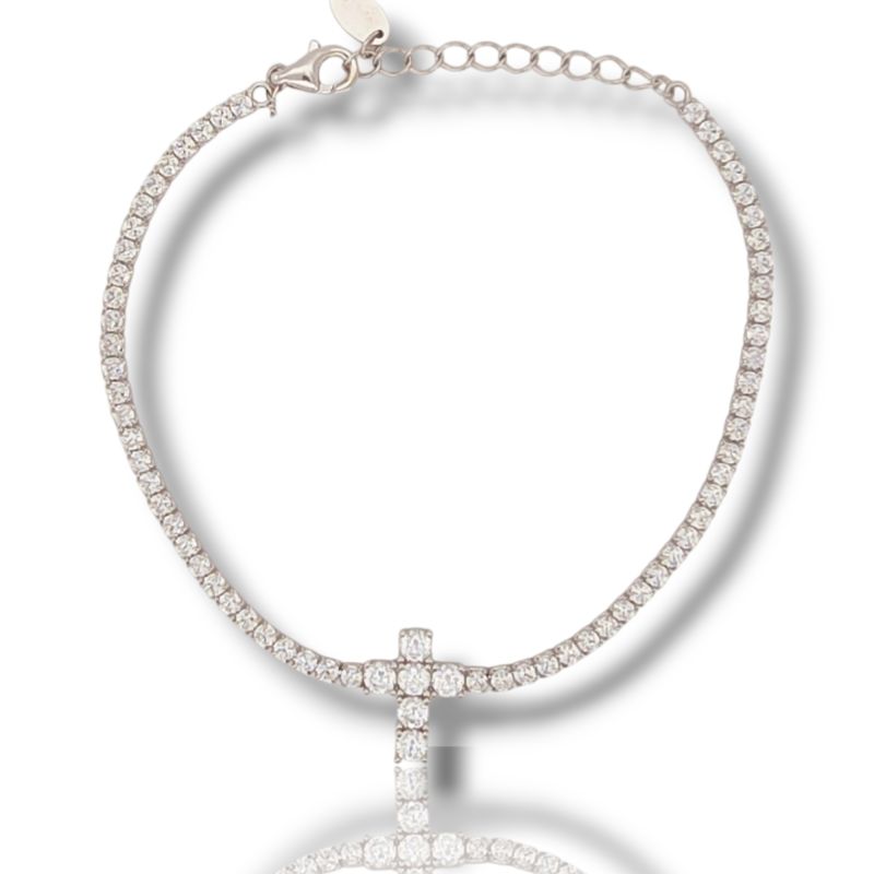 Φωτογραφία από Platinum plated silver 925º riviera bracelet with cross 2.0mm (code FCM2708)