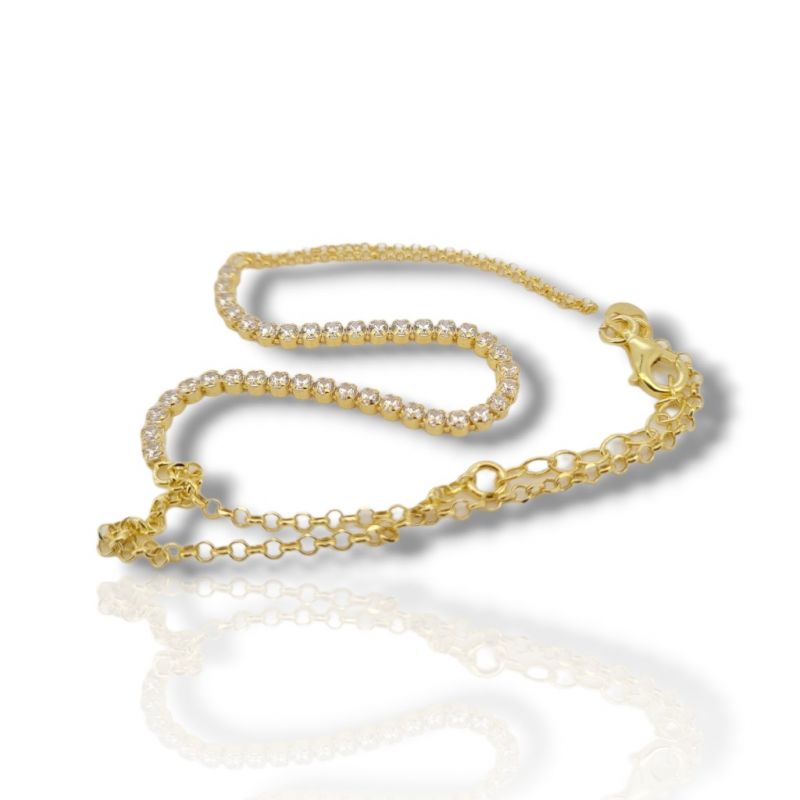 Φωτογραφία από Yellow Gold plated bracelet-ring silver 925º with white zircon (code SHK749R)