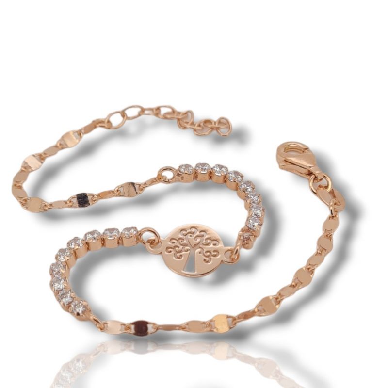 Φωτογραφία από Rose gold plated silver 925° bracelet with the tree of life with white zircon (code SHK770R)
