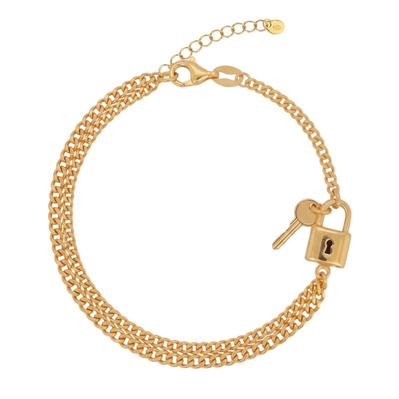Φωτογραφία από Bracciale con lucchetto e chiave in argento 925 placcato oro. (code SHK9061109)