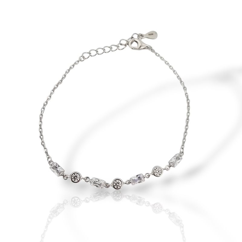 Φωτογραφία από Ασημένιο βραχιόλι από επιπλατινωμένο ασήμι 925º με συνθετικές πέτρες (code FC013058)