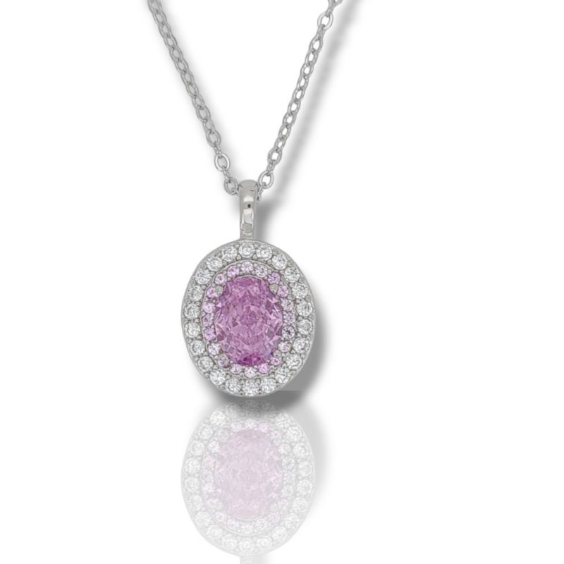 Φωτογραφία από Girocollo in argento 925° rodiato con zirconi cubici con pietra sintetica fucsia (code FC007085)
