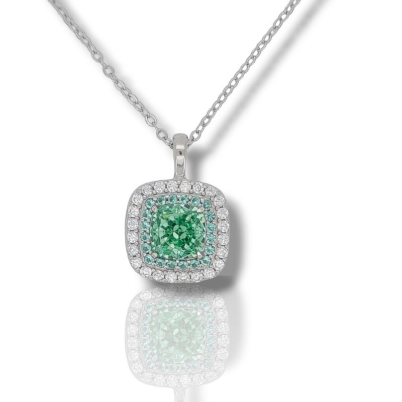Φωτογραφία από Girocollo in argento 925° rodiato con zirconi cubici con Smeraldo sintetico (code FC007088)