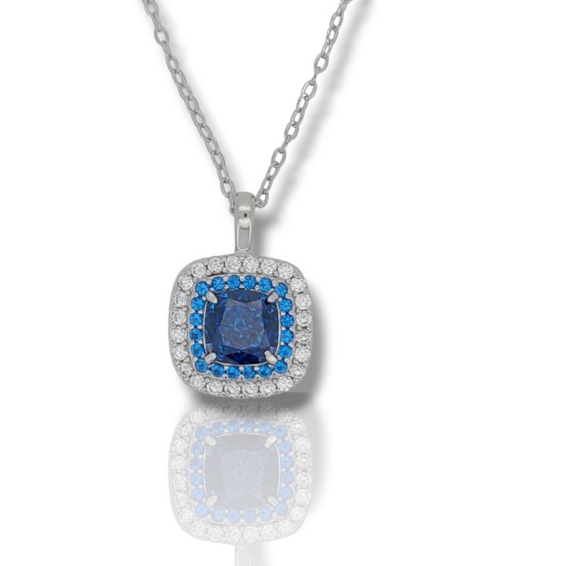 Φωτογραφία από Girocollo in argento 925° rodiato con zirconi cubici con Zaffiro sintetico (code FC007091)