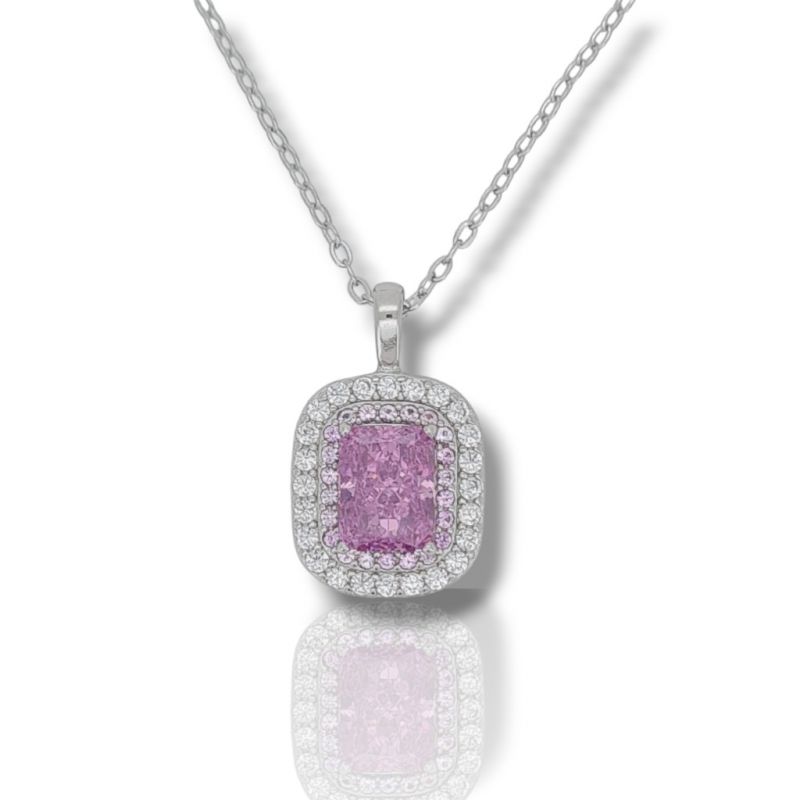 Φωτογραφία από Girocollo in argento 925° rodiato con zirconi cubici con pietra sintetica fucsia (code FC007095)