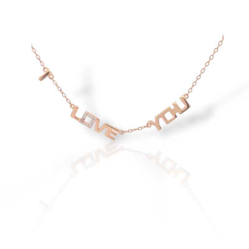 Φωτογραφία από Rose gold plated silver 925° I LOVE YOU necklace codeFC003592