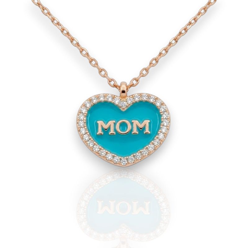 Φωτογραφία από Rose gold plated silver 925° heart MOM necklace (code FC005355)
