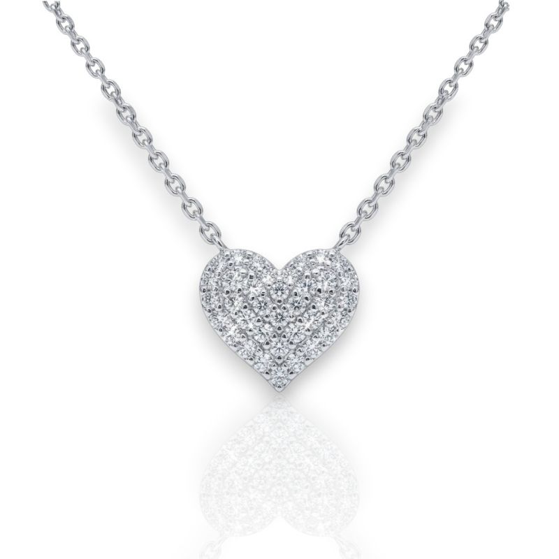 Platinum plated silver 925° heart necklace with white zircon (code FC005674) Φωτογραφία από Platinum plated silver 925° heart necklace with white zircon (code FC005674)