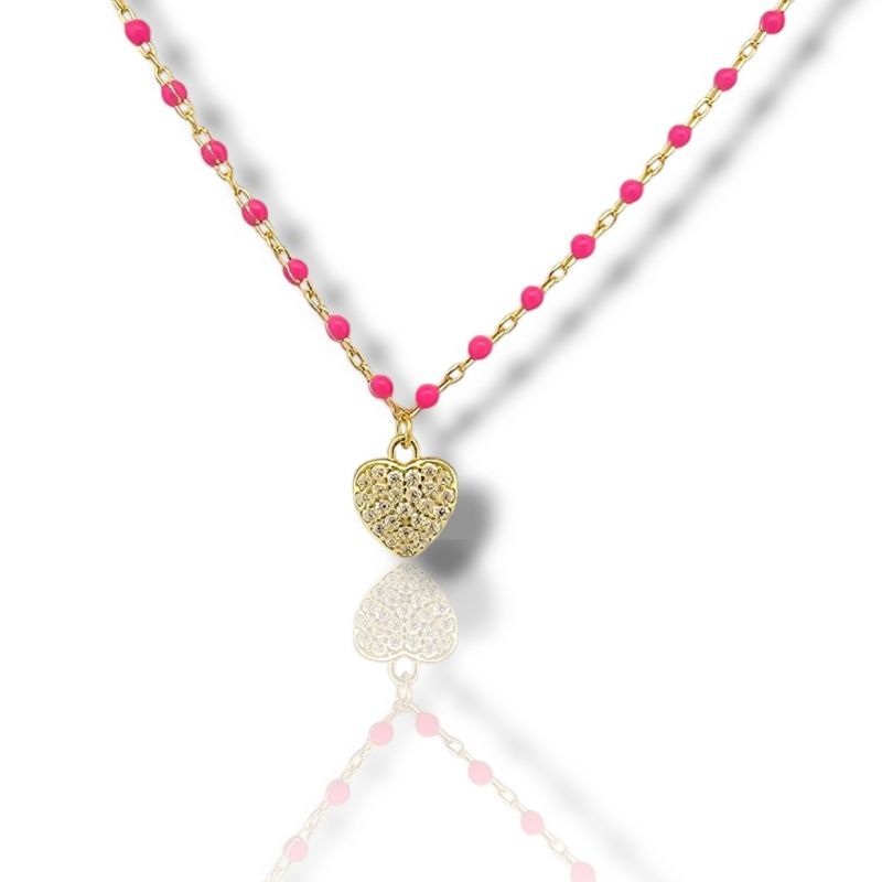 Φωτογραφία από Gold plated rosary  silver 925° with synthetic fuchsia stones (code FC006636)