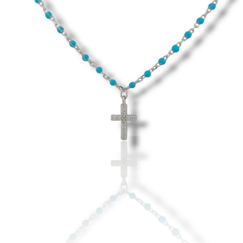 Φωτογραφία από Platinum plated silver 925° with synthetic turquoise stones (code FC007321)
