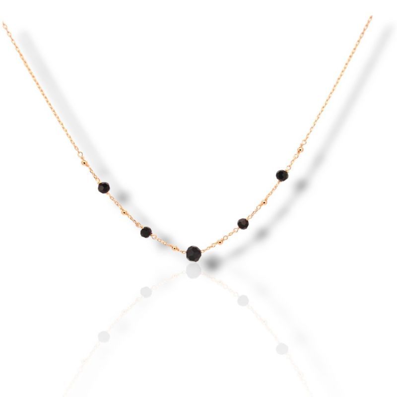 Φωτογραφία από Silver rosary rose-gold colored with synthetic black stones (code FC010510)