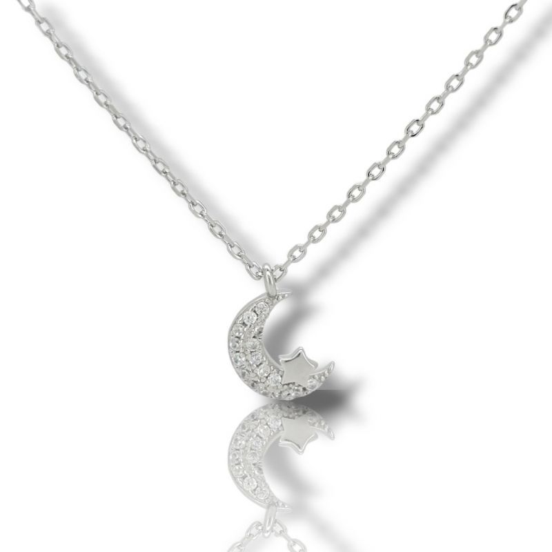 Φωτογραφία από Platinum plated silver necklace with zirconia (code FC010669)