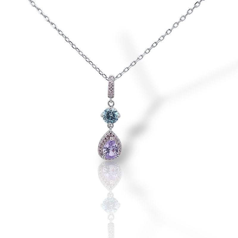 Φωτογραφία από Ασημένιο κολιέ με πολύχρωμες πέτρες (code FC012892)	