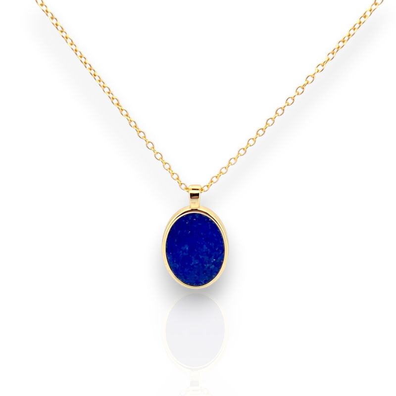 Φωτογραφία από Ciondolo Ovale in Argento Placcato Oro con Sodalite (code FC012994)